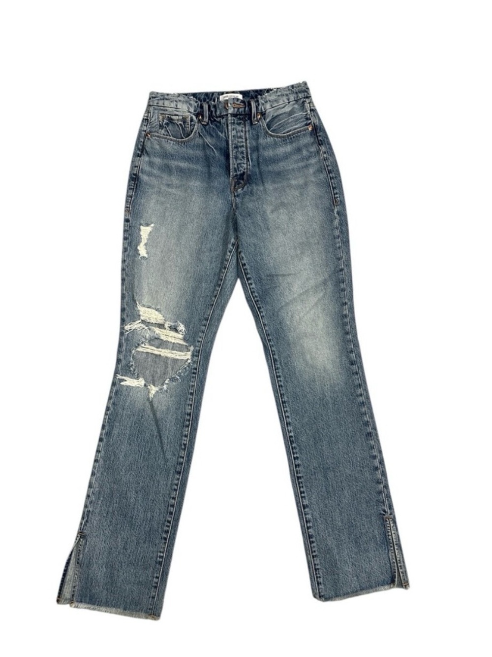 Good American Distressed Wide-Leg Jeans - Blue